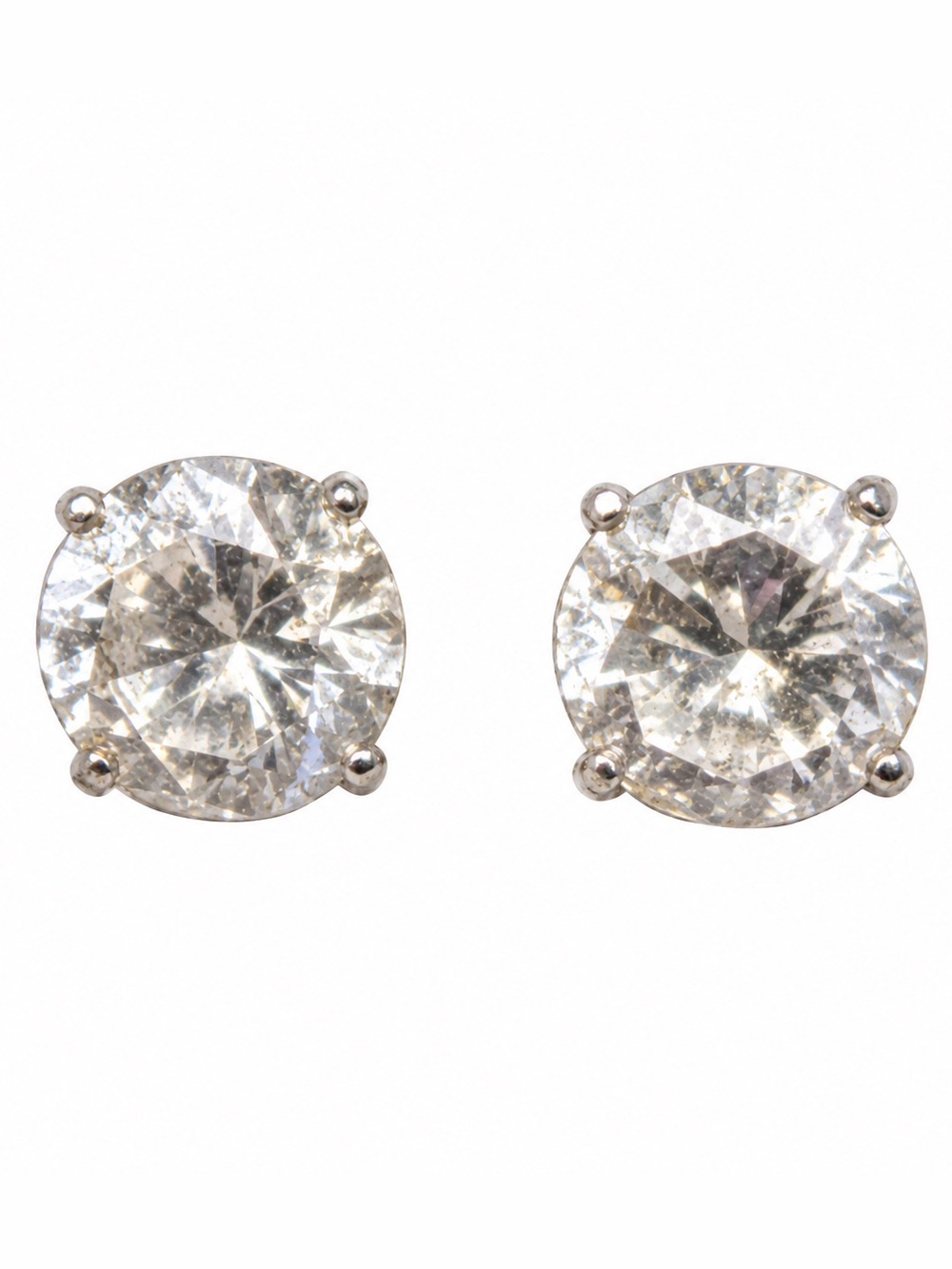 14K White Gold CZ Round Stud Earrings 5/16” Sparkling Classic
